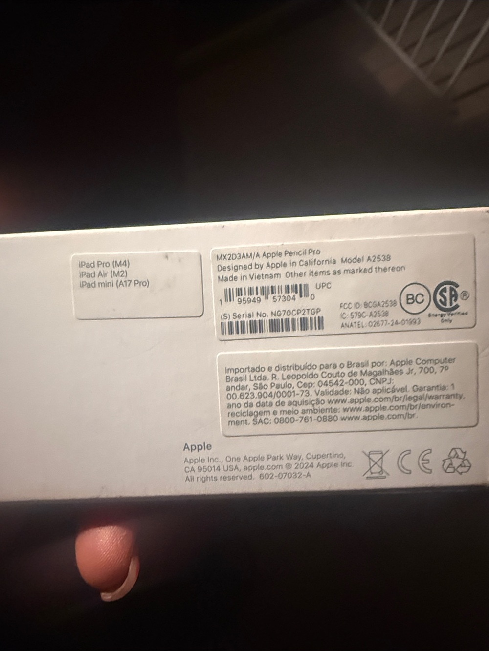 Apple Pencil Pro in White with Black Text Label - Apple - Picture 2 of 2